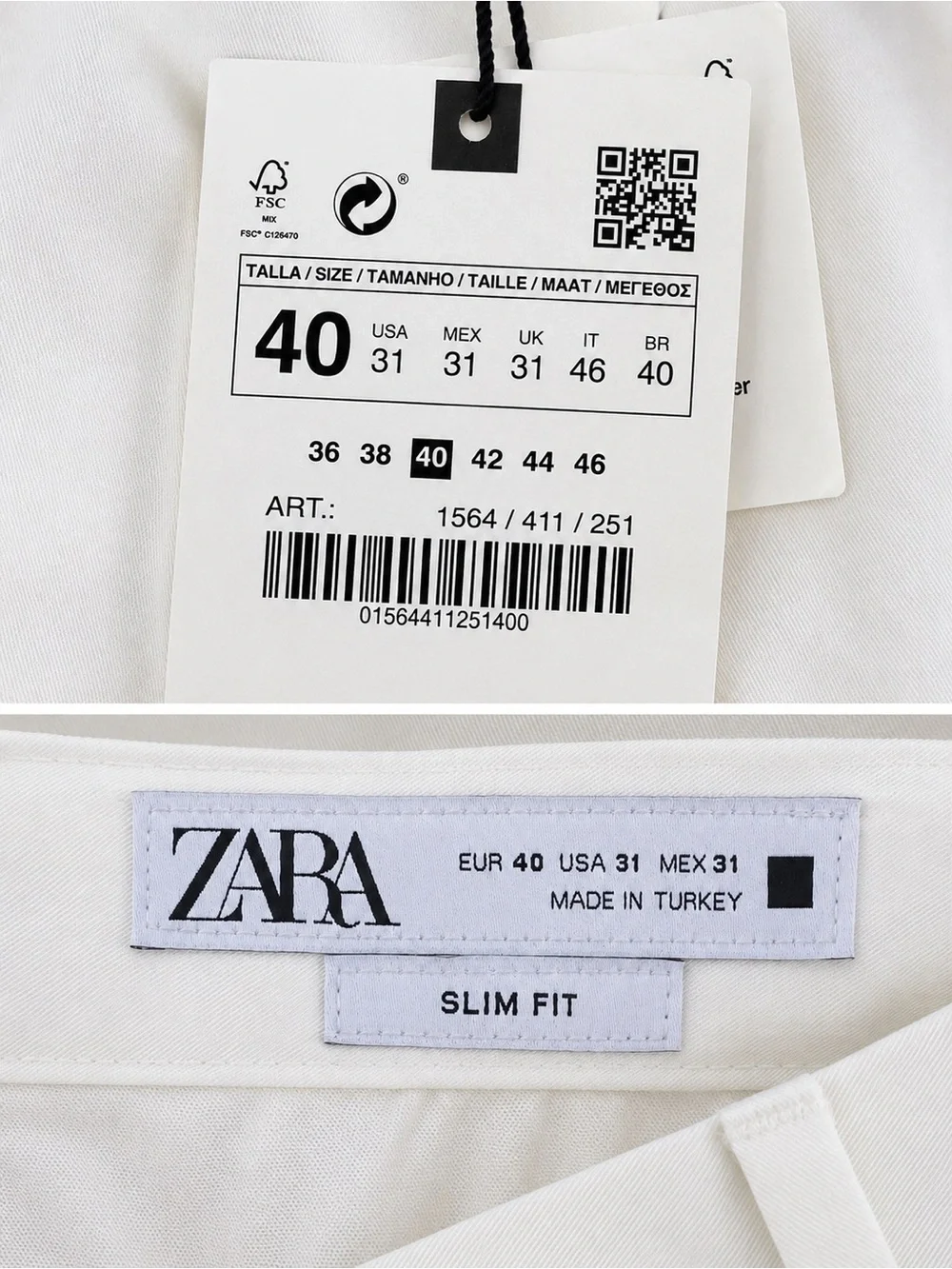 Zara Men’s Slim Fit White Trousers 🤍